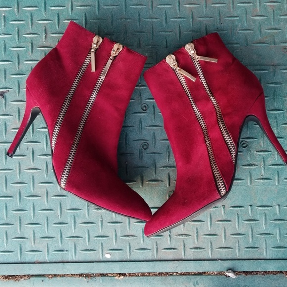 Burgandy ankle booties size 10 - Picture 6 of 7